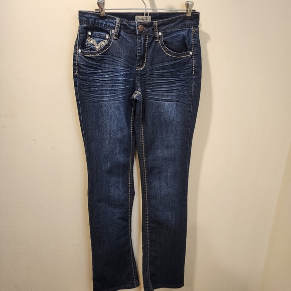 EARL JEANS Women Studded Washed blue Straight legs size 4 - Picture 1 of 11